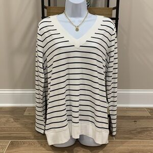 BANANA REPUBLIC Baby Terry Striped Long-sleeve V-neck Shirt NEW
